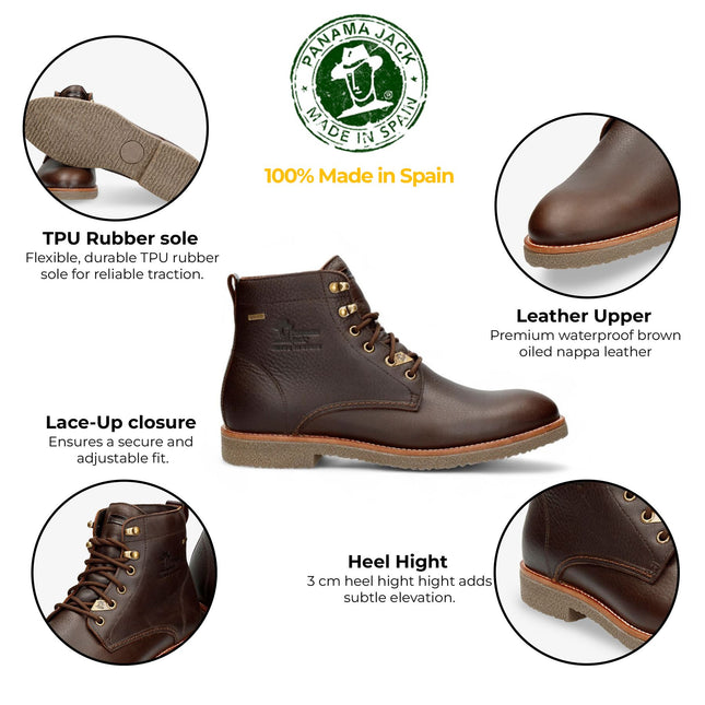 Panama Jacks Men's Brown Leather Glasgow Gtx C2 Classic Ankle Boots