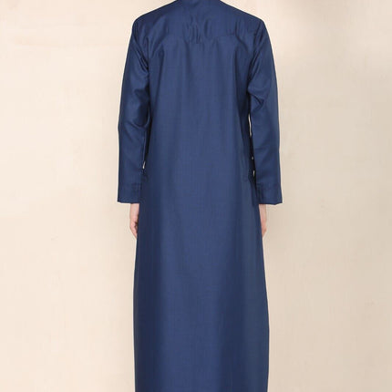 Boy's Kids Navy Blue Thobe Emirati Jubba Islamic Clothing Kaftan Eid String Tassel