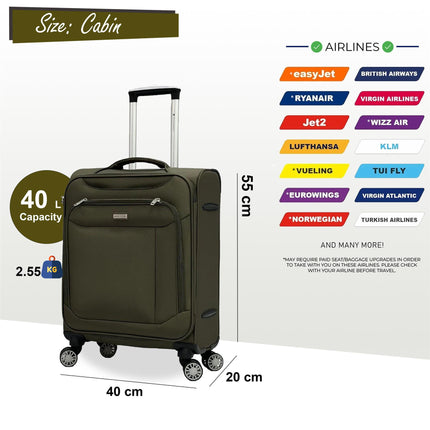 Lightweight Suitcase  4 Wheel Luggage Travel Cabin TSA Soft Bag