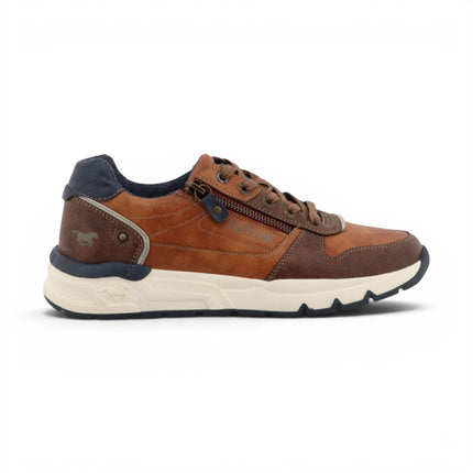 Mustang Men's Tan Faux Leather Trainer Sneakers - M0051003