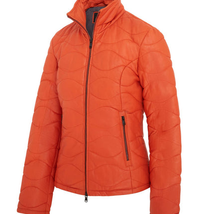 Womens Puffer Warm Quilted Leather Bomber Jacket