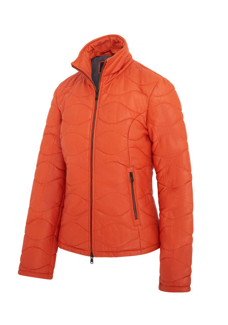 Womens Puffer Warm Quilted Leather Bomber Jacket