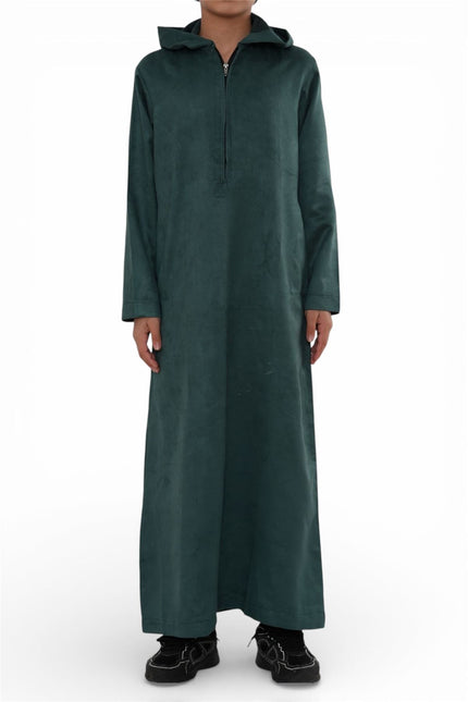 Kids Boys Hooded Eid Green Moroccan Jubba Robe Ramadan Eid Thobe - K-HM12