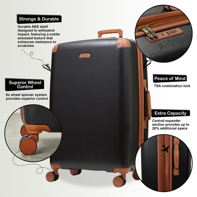 Hard Shell Classic Suitcase 4 Wheel Cabin Luggage Trolley Travel Bag