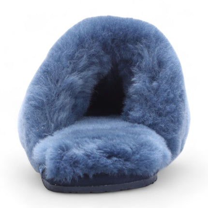 Women's Sheepskin Slippers Navy Warm Winter Fur Mule - Aurora