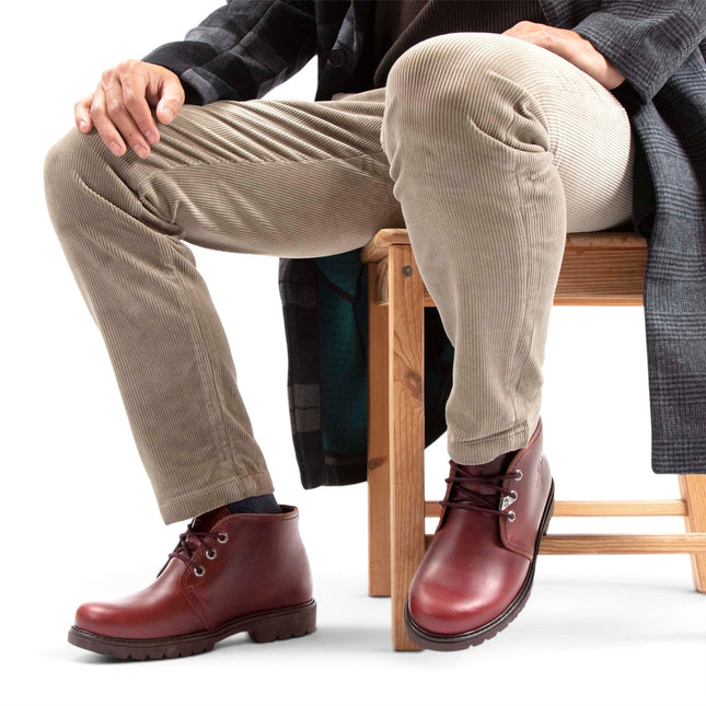 Panama Jack Men's Burgundy Leather Waterproof Lace-Up Ankle Boots - Bota C77