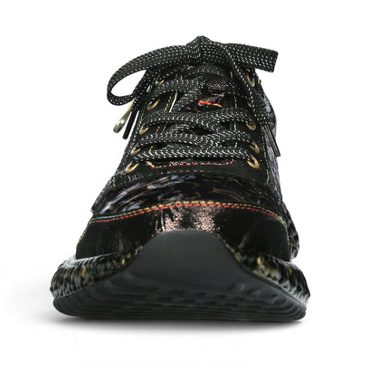 Laura Vita Women's Goth Victorian Floral Black Leather Trainer Sneaker - Burton-43
