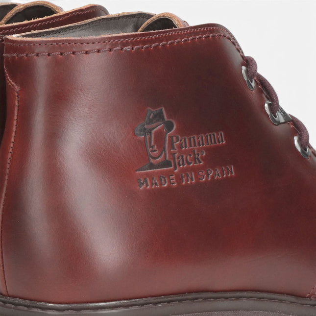 Panama Jack Men's Burgundy Leather Waterproof Lace-Up Ankle Boots - Bota C77