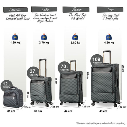 Soft Expandable Travel Suitcase Luggage Bag