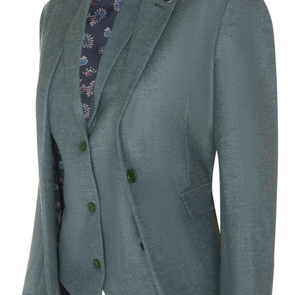 Womens Tweed Herringbone Green Wool 1920s Blazer