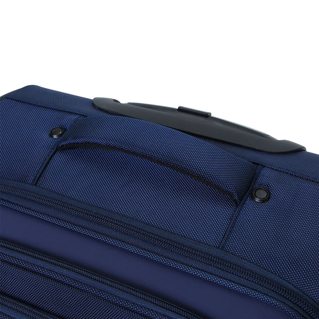 Soft Shell Blue 1680D Polyester Suitcase Set 8 Wheel TSA Lock Luggage
