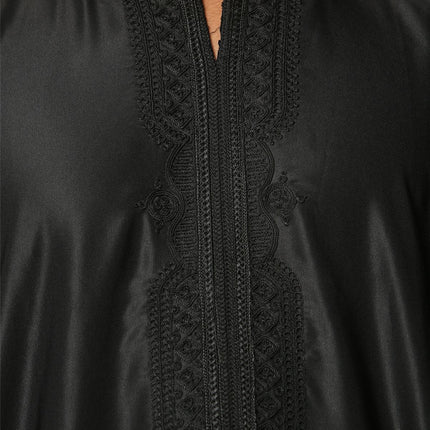 Men's Black Moroccan Thobe Djellaba Jubba Robe Eid