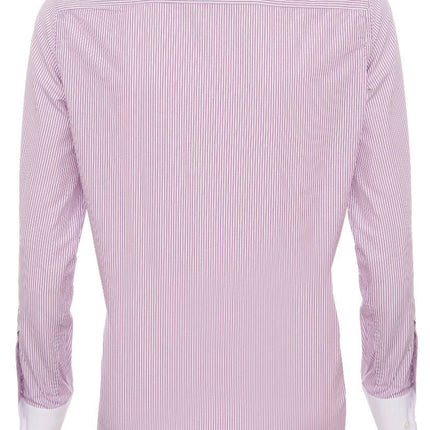 Mens Peaky Blinders Removable Collar Nehru Lilac Striped Collarless Shirt