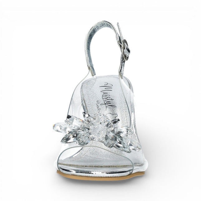 Laura Vita Women’s Mira 01 Clear Silver Slip-On Cinderella Heel Sandals