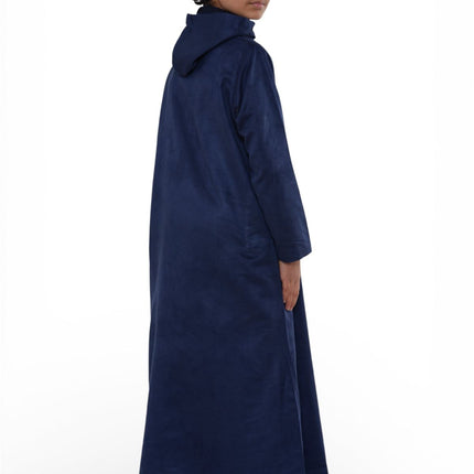 Kids Boys Hooded Eid Navy Blue Moroccan Jubba Robe Ramadan Eid Thobe - K-HM12