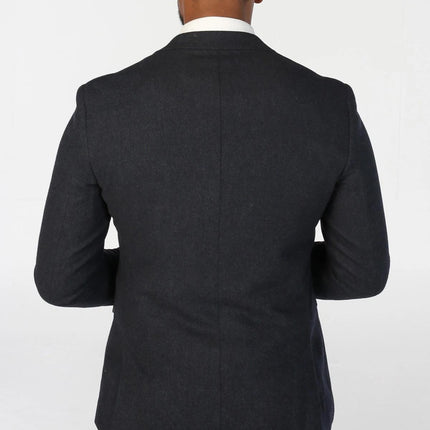 Men's Navy Blue Wool Blend Tweed Formal Blazer