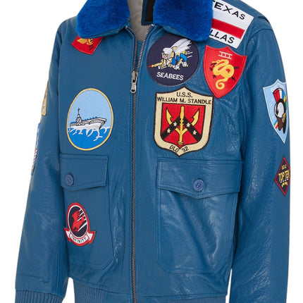 Mens A2 Top Gun Leather Bomber Jacket-Camborne