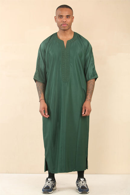 Men's Green Moroccan Thobe Djellaba Jubba Robe Eid