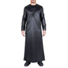 Men's Black Thobe Robe Satin Emirati Islamic Jubba Eid Regular Fit