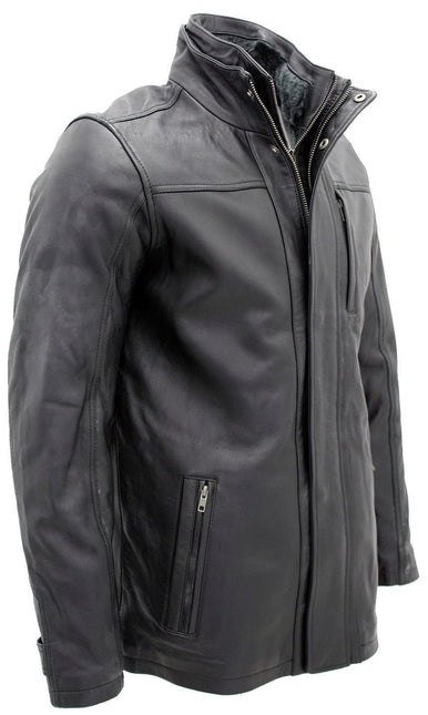 Mens Leather Mid Length Coat-Hanoi