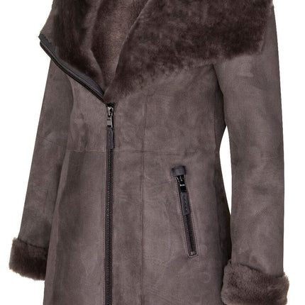 Womens Merino Sheepskin Hooded Coat-Antioch