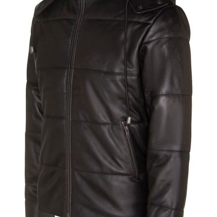 Mens Puffer Leather Bomber Jacket-Augsburg