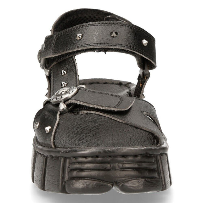 New Rock Black Vegan Leather Sandals-BIOS120-V1