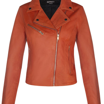 Womens Leather Classic Biker Brando Jacket-Baku