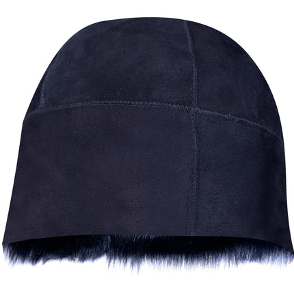 BLACK 100% Sheepskin Shearling Leather Toscana Fur Beanie Round Bucket Hat