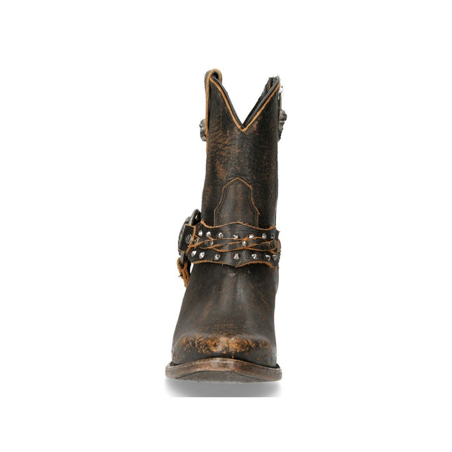 New Rock Brown Leather Pointed Cowboy Boots - WSTM005-S2