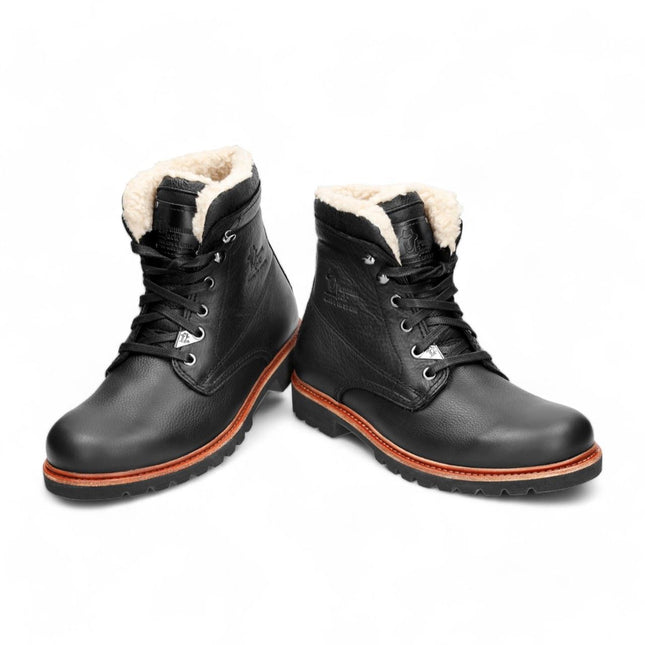 Panama Jacks Men's Black P03 Aviator Leather Combat Boots