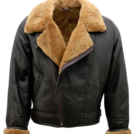 Mens Sheepskin Leather WW2 Bomber Jacket-Tucson