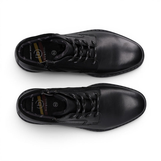 Bugatti Mens Black Leather Lace-up Chukka Ankle Boots - Rigalo Evo