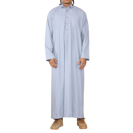 Mens Blue Thobe Jubba Saudi Ramadan Eid Islamic Kaftan Kaudara Arabic Jubbah