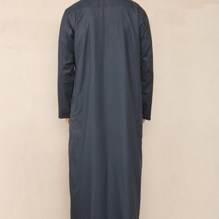Mens Grey Thobe Jubba Saudi Islamic Arabic Eid Cotton Kaftan Jubbah Umrah Robe
