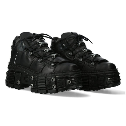 New Rock Goth Leather Ankle Boots-WALL106-S25