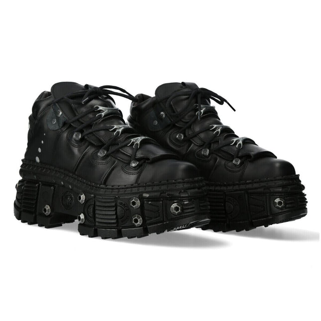 New Rock Goth Leather Ankle Boots-WALL106-S25
