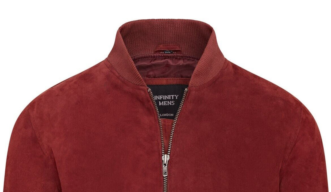 Mens Soft Goat Suede MA-1 Varsity Bomber Jacket  - Dalian
