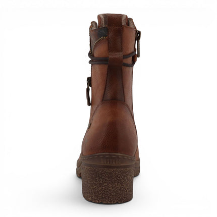 Mustang Women's Cognac Brown Lace-Up Heeled Winter Combat Boots - M0092003