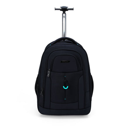 17" Black Wheeled Laptop Backpack 1680D + PU 2 Wheel Trolley Rucksack
