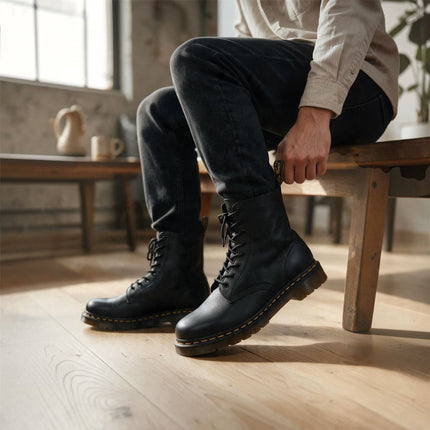 Dr Martens 1460 Pascal Black Soft Leather 8-Eye Combat Boots - 13512006