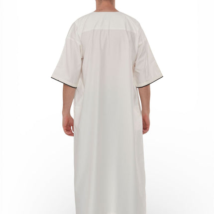 Men's Ramadan Cream White Moroccan Gandoura Thobe Robe Djellaba Eid Jubba- TT-006