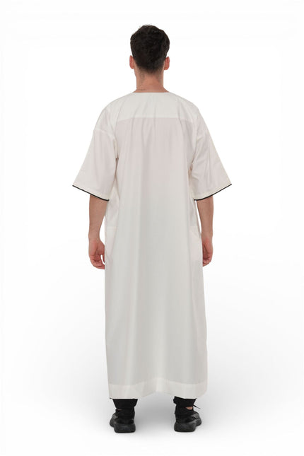 Men's Ramadan Cream White Moroccan Gandoura Thobe Robe Djellaba Eid Jubba- TT-006