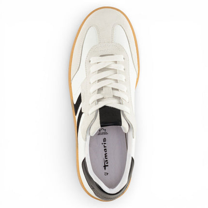 Tamaris Men’s White Leather Black Stripe Trainer Sneaker Shoes