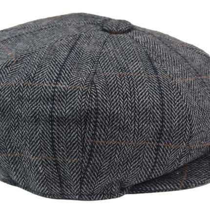 Mens Peaky Blinders Herringbone Newsboy Gatsby Flat Baker Hat