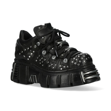 New Rock M-120Nr-C1 Black Leather Gothic Platform Ankle Boots