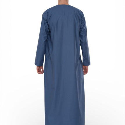 Men's Eid Blue Moroccan Thobe Robe Djellaba Ramadan Eid Jubba- HM10
