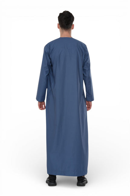 Men's Eid Blue Moroccan Thobe Robe Djellaba Ramadan Eid Jubba- HM10