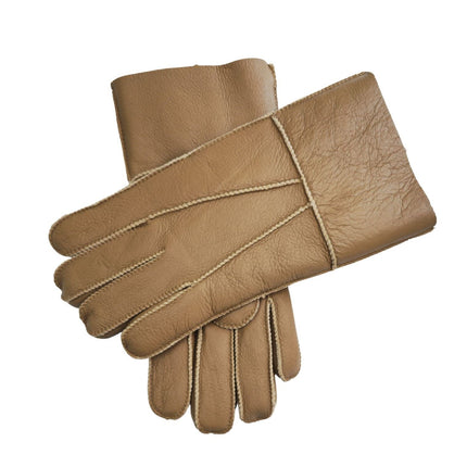 Infinity Leather Unisex Tan Sheepskin Leather Gloves with Roll Up/Down Cuff