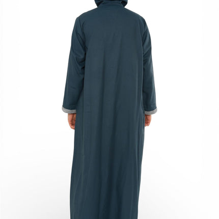 Men's Eid Aqua Green Hooded Moroccan Thobe Robe Djellaba Ramadan Jubba- HM3
